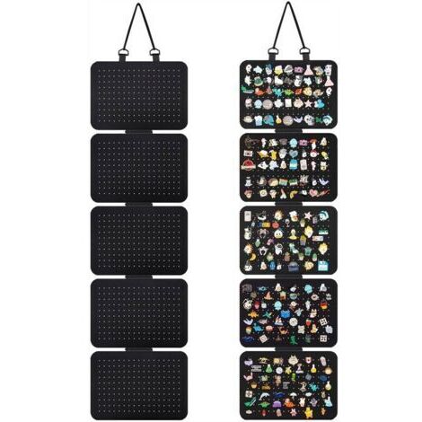 Pochette suspendue pour ranger les broches, noire, 106,5 x 30 cm 2 plateaux d'exposition en feutre Pochette suspendue pour exposition murale