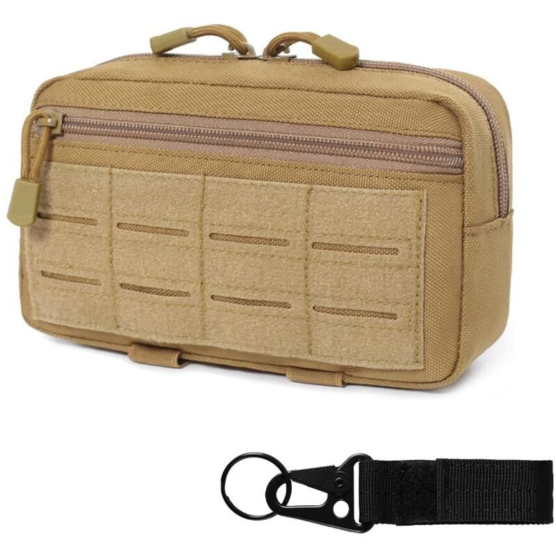 Pochette Tactique Molle, Pochette Tactique Horizontale Moyenne, Sac Tactique de Transport de Plaque Sacoche Ceinture Militaire avec Mousqueton, Poche