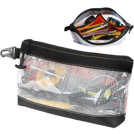 Pochette Zippée Sac a Outils Matériau Pvc Transparent Rangement Outils Étanche Et Antistatique Trousse Crochet En Métal Sacoche Avec Fermeture Éclair