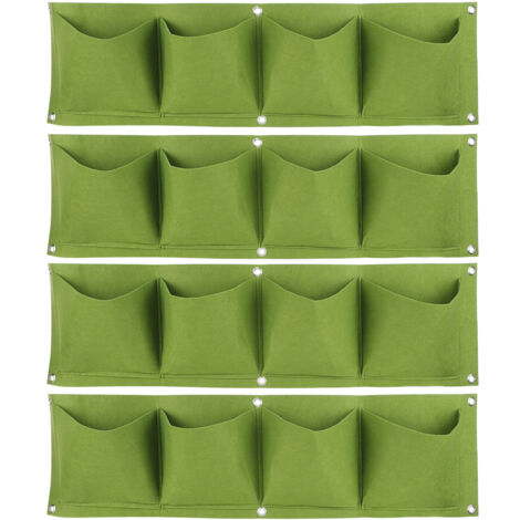 Pochettes Écologiques Biogradables pour Semis et Plantation 4 Pièces Vertes Sac à Felt Pour Jardin Vertical