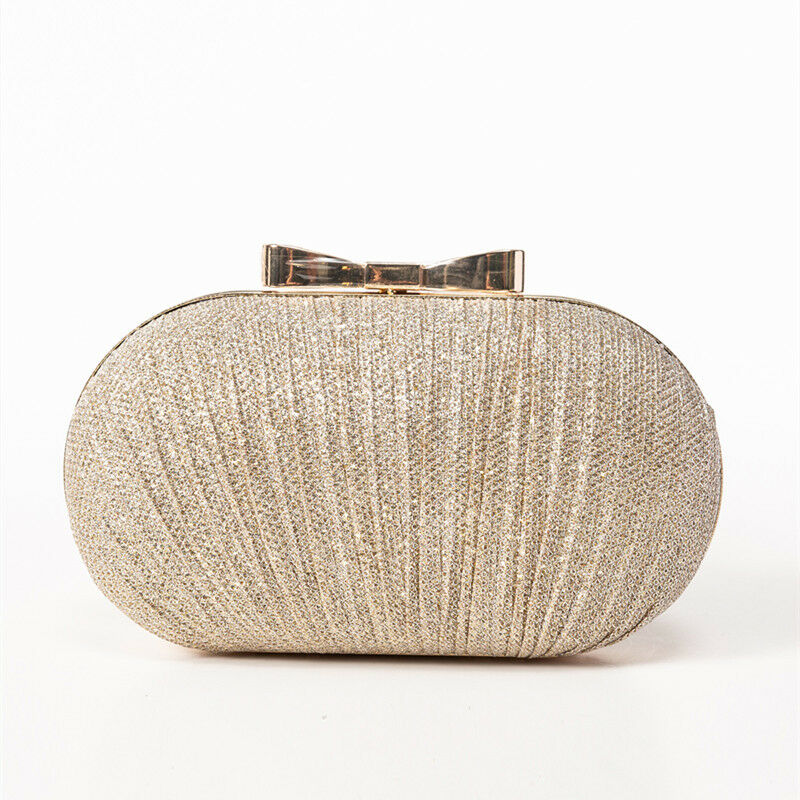 Ensoleille - Pochettes Femme Brillant Mariage Sacs à main de mariée Noeud métallique(champagne)