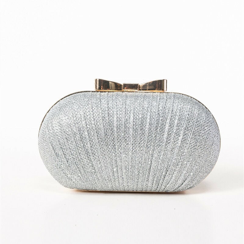 Ensoleille - Pochettes Femme Brillant Mariage Sacs à main de mariée Noeud métallique(argent)