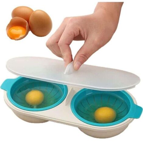 Pocheuse à œufs, 2 tasses Pocheur d'oeufs micro-ondes, Fabricant d'oeufs pochés au micro-ondes, Pochoir doeufs au four à micro-ondes Avec couverture , Le Noir