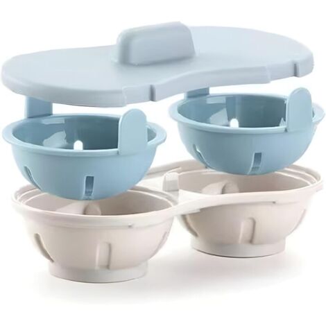 Pocheuses à œufs Micro-ondes, Moule à œufs Sans-BPA, Chaudière à œufs, Cuiseur à Vapeur Micro-ondes à œufs, Double Tasse en Polypropylène avec Fermeture