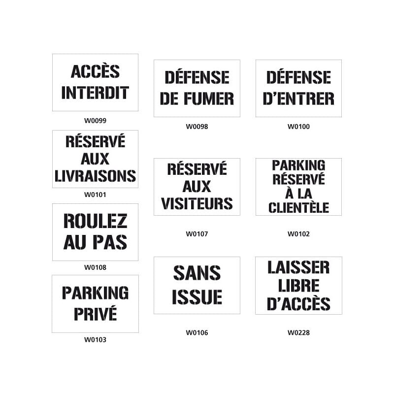 Signaletique.biz France - pochoirs textes - W0099 - 600 x 400 mm