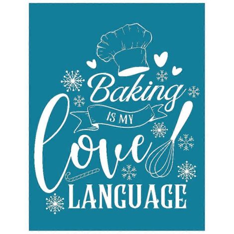 Pochoir autocollant réutilisable pour sérigraphie « La pâtisserie, c'est mon langage d'amour » - Idéal pour peindre sur bois, décorer t-shirts et textiles.