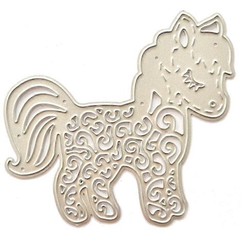 Pochoir de découpe en métal « Cheval mignon » pour loisirs créatifs, acier au carbone, motif gaufré.
