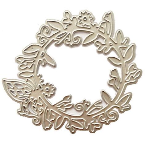 Pochoir de découpe en métal « Couronne de fleurs » pour scrapbooking et gaufrage décoratif