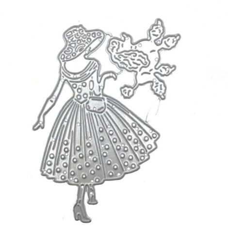 Pochoir de découpe en métal « Dame » pour scrapbooking, cartes et décoration en gaufrage
