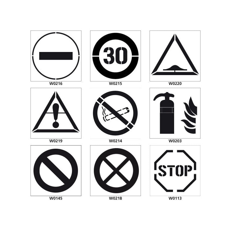 Pochoirs pictogrammes extérieurs (W0216) - 300 x 300 mm