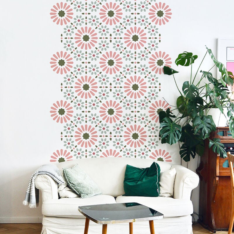 Plage - Pochoir, motif géométrique moucharabieh, 50 cm x 50 cm