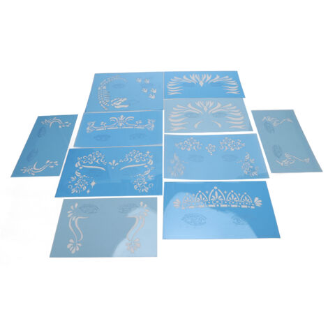 Pochoir Maquillage Visage 10 Feuilles PET pour Halloween et Fêtes - Modèles de Peinture Faciale pour Spectacles