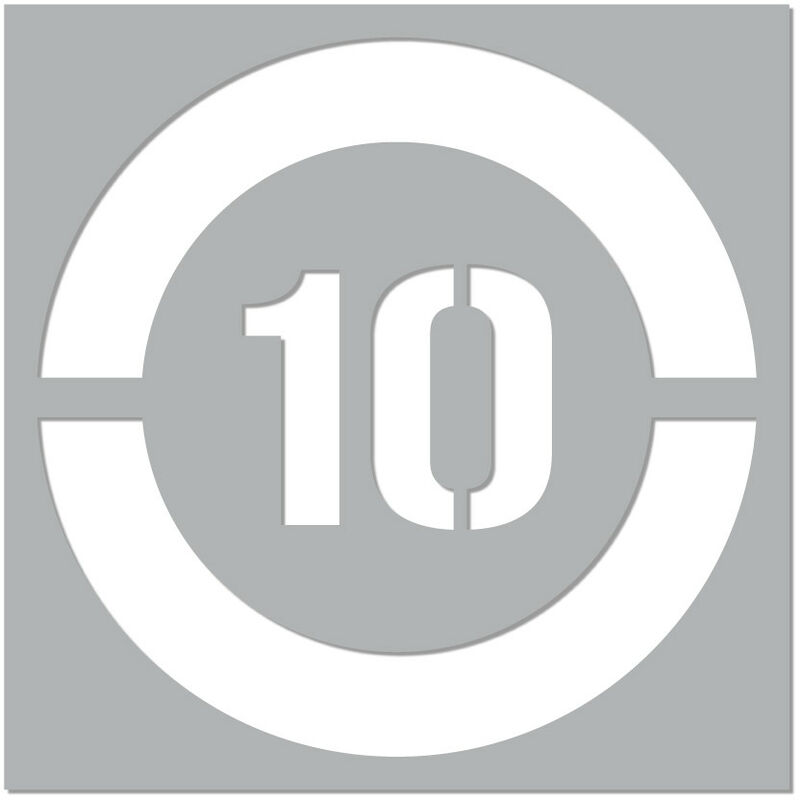 Pochoir Vitesse Limitée (W0215). Pochoir de Marquage au Sol Limitation Vitesse. Taille au Choix. pvc Expansé 5mm - 10 km/h - 800 x 800 mm