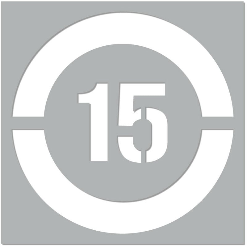 Pochoir Vitesse Limitée (W0215). Pochoir de Marquage au Sol Limitation Vitesse. Taille au Choix. pvc Expansé 5mm - 15 km/h - 300 x 300 mm