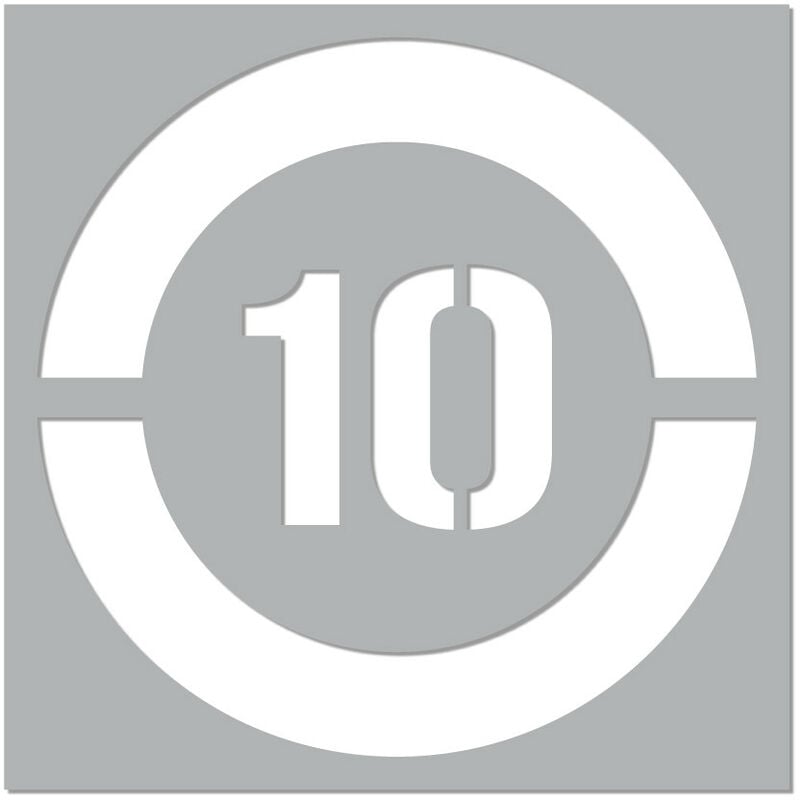 Pochoir Vitesse Limitée (W0215). Pochoir de Marquage au Sol Limitation Vitesse. Taille au Choix. pvc Expansé 5mm - 10 km/h - 600 x 600 mm