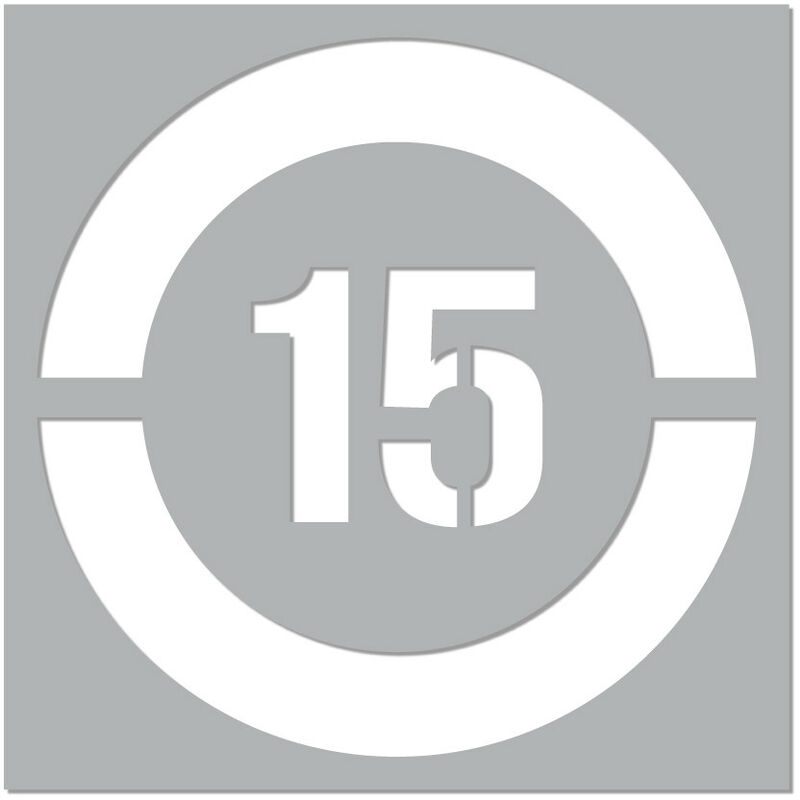 Pochoir Vitesse Limitée (W0215). Pochoir de Marquage au Sol Limitation Vitesse. Taille au Choix. pvc Expansé 5mm - 15 km/h - 1200 x 1200 mm