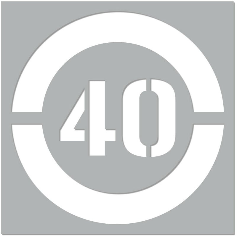 Pochoir Vitesse Limitée (W0215). Pochoir de Marquage au Sol Limitation Vitesse. Taille au Choix. pvc Expansé 5mm - 40 km/h - 1200 x 1200 mm