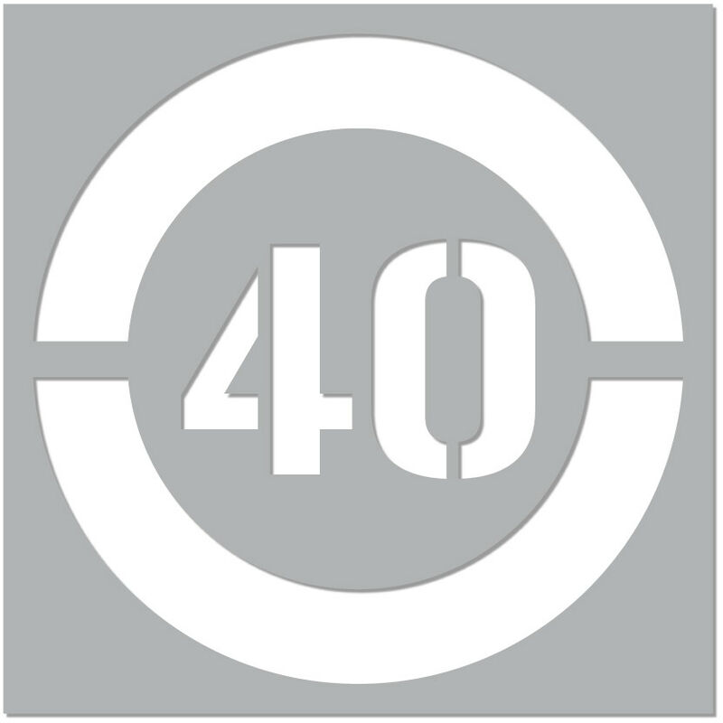 Pochoir Vitesse Limitée (W0215). Pochoir de Marquage au Sol Limitation Vitesse. Taille au Choix. pvc Expansé 5mm - 40 km/h - 300 x 300 mm