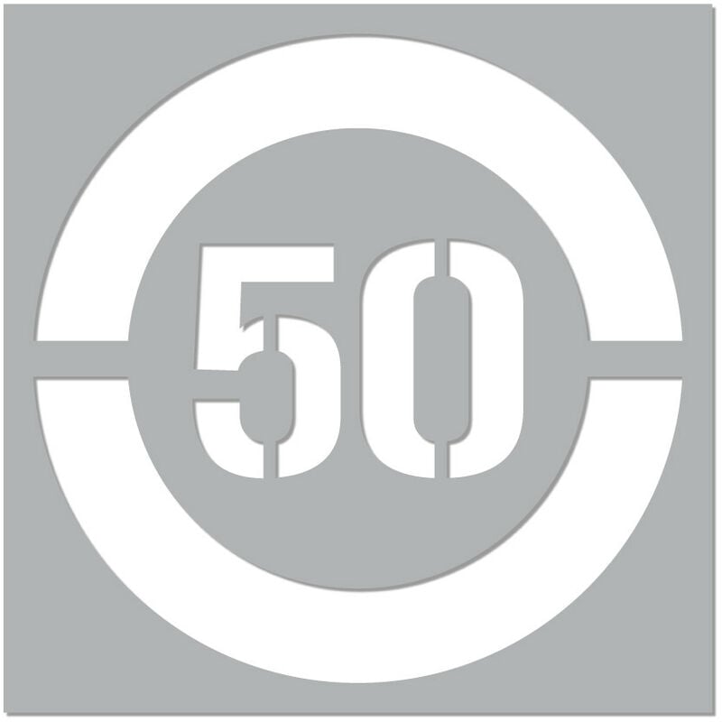 Pochoir Vitesse Limitée (W0215). Pochoir de Marquage au Sol Limitation Vitesse. Taille au Choix. pvc Expansé 5mm - 50 km/h - 300 x 300 mm