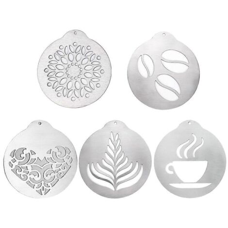 Pochoirs à café en acier inoxydable - Pochoirs décoratifs pour café - Pochoirs originaux pour l'art du latte