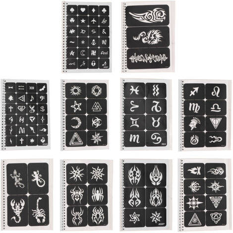Pochoirs à tatouage imperméables - 99 motifs réutilisables pour fêtes et festivals