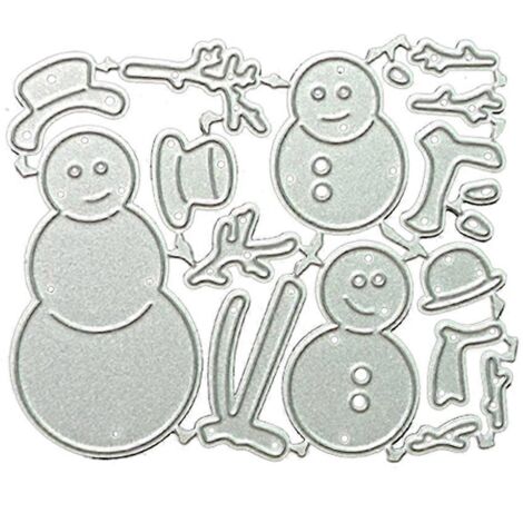 Pochoirs de découpe en métal Bonhommes de neige de Noël - Modèle pour scrapbooking, cartes et décorations en papier à gaufrer