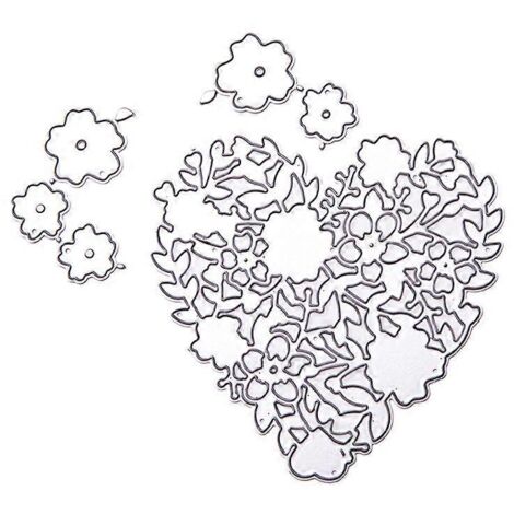 Pochoirs de découpe en métal en forme de cœur et de fleur pour scrapbooking, tampons et cartes.