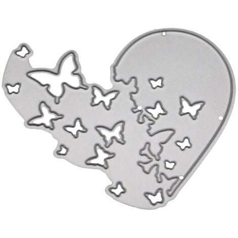 Pochoirs de découpe en métal en forme de cœur pour papillon, scrapbooking, album DIY, tampons et cartes