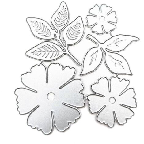 Pochoirs de découpe en métal motif fleur et feuille pour scrapbooking et autres projets DIY