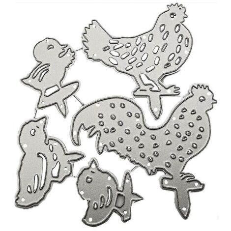 Pochoirs de découpe en métal « Poules » pour scrapbooking, cartes et décoration en gaufrage