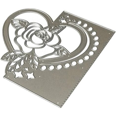 Pochoirs de découpe en métal pour la Saint-Valentin, motif cœur et fleurs, pour album de scrapbooking DIY