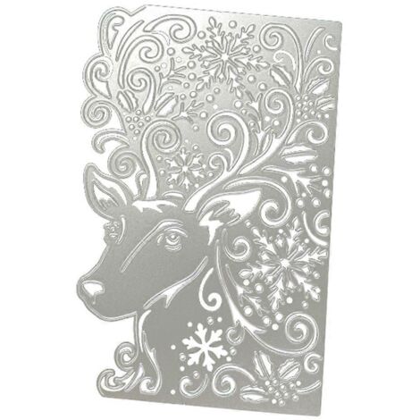 Pochoirs de découpe en métal représentant un élan de Noël, pour scrapbooking, cartes et autres projets artistiques.