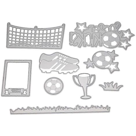 Pochoirs de découpe en métal sur le thème du football pour scrapbooking, albums, tampons et gaufrage de cartes et d'albums.