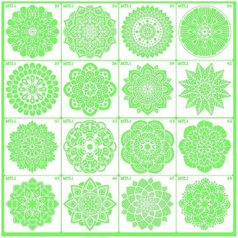 Pochoirs de Peinture 16 Feuilles - Grands Modèles Mandala pour Tissu et Art DIY, Idéal pour Projets Scolaires et Cadeaux Créatifs