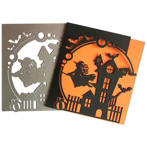 Pochoirs Halloween Maison Sorcière - Dies Découpe DIY pour Créations et Décorations