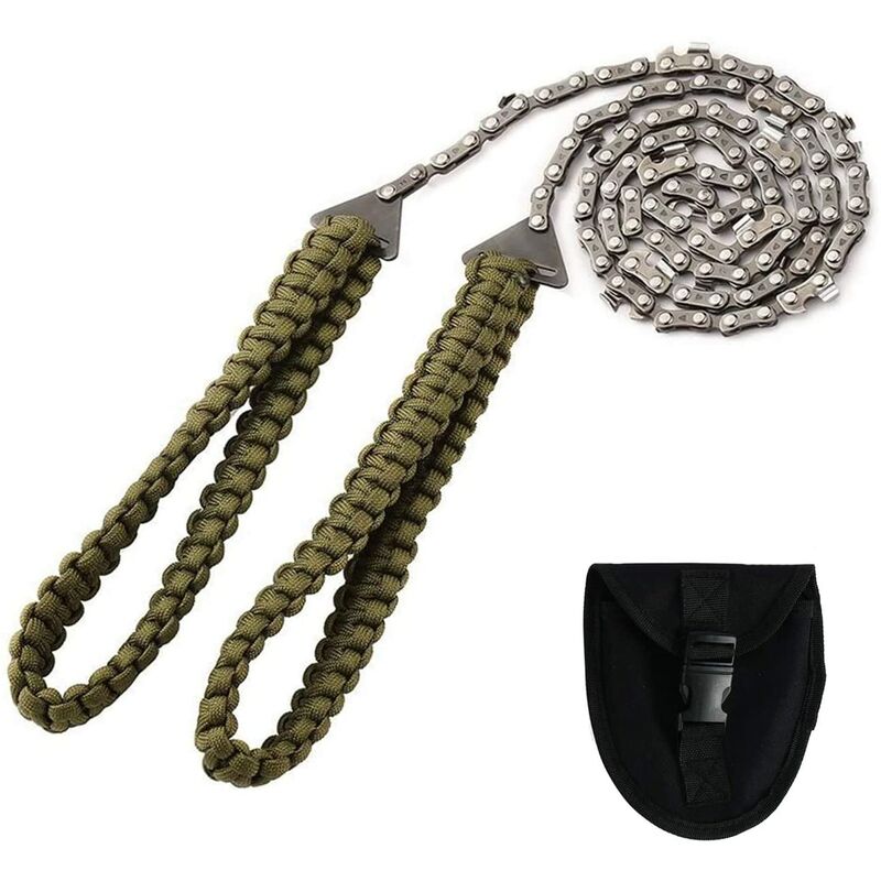 Pocket Chainsaw, 36 Inch 48 Teeth Long Hand Saw Chain with Paracord Handle and Survival Bracelet Kit for Camping Survival Gear