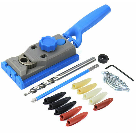 Pocket Jig Hole System Kit Guida per trapano Punta per trapano per legno Localizzatore di tenoni rotondi