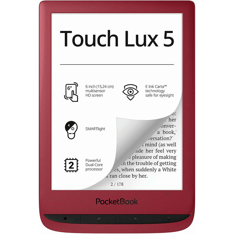 

lux5 rojo rubí e-book libro electrónico 6'' e ink táctil hd 8gb ranura microsd - Pocketbook