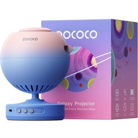 POCOCO Projecteur ciel étoile, projecteur galaxie, planétarium pour enfants et adultes dans les chambres, les intérieurs pour la décoration, l’aide au sommeil et la relaxation - avec 2 disques