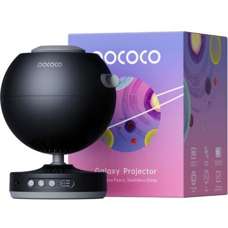 POCOCO Projecteur ciel étoile, projecteur galaxie, planétarium pour enfants et adultes dans les chambres, les intérieurs pour la décoration, l’aide au sommeil et la relaxation - avec 2 disques