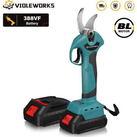 DRILLPRO Podadora eléctrica inalámbrica tijeras de podar ramas tijeras de corte VIOLEWORKS máx. 30mm 88VF 2 baterías 1300mah LBTN