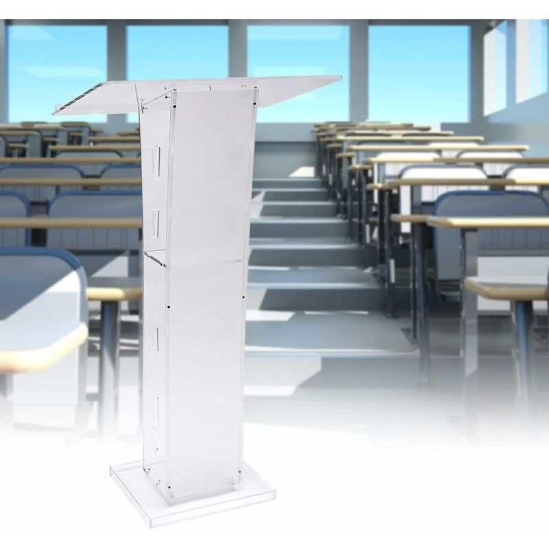 Senderpick - Podium courbe, podium en acrylique avec étagère de rangement, pupitre d'église podium avec plateau incliné pour église, école, bureau