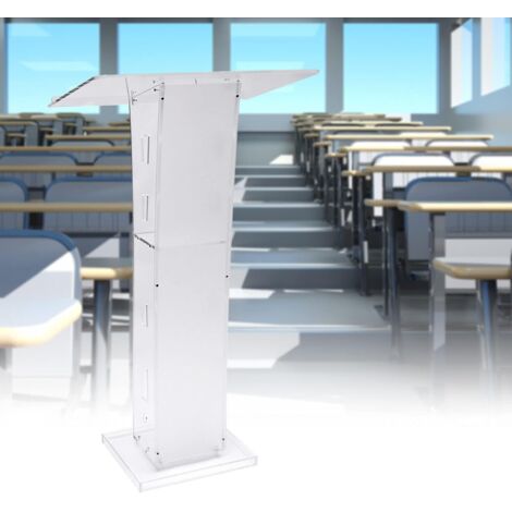 Podium courbe, podium en acrylique avec étagère de rangement, pupitre d'église podium avec plateau incliné pour église, école, bureau
