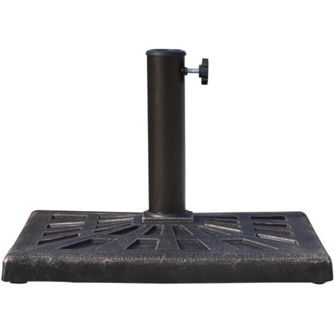 Podiums pour parasols en plastique, poids de 15 kg. Diamètre des paravents : 38/48 mm. Couleur : noir. Dimensions : 47 x 47 x 32 cm. Solide et résistant au climat.