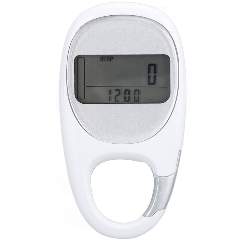 Podomètre Multifonction Clip Sport Mémoire Compteur de Pas Randonnée Voyage Blanc