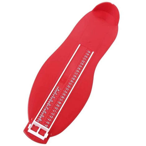 Podómetro para adultos y niños: medidor de talla de calzado, dispositivo para determinar la talla de calzado (del 18 al 47) (rojo).