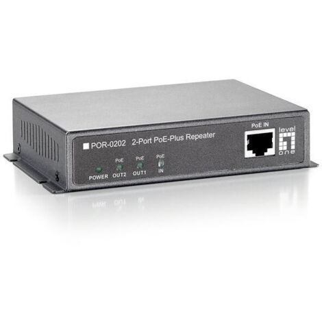 POE EXTENDER LEVEL ONE POR-0202 PoE-PLUS 2 PUERTOS CONECTABLE EN CASCADA EXTIENDE 100m