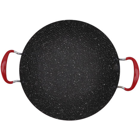 Poêle à barbecue coréenne antiadhésive avec poignée anti-brlure plaque de barbecue ronde pour cuisinière à gaz en céramique 38cm / 15.0in
