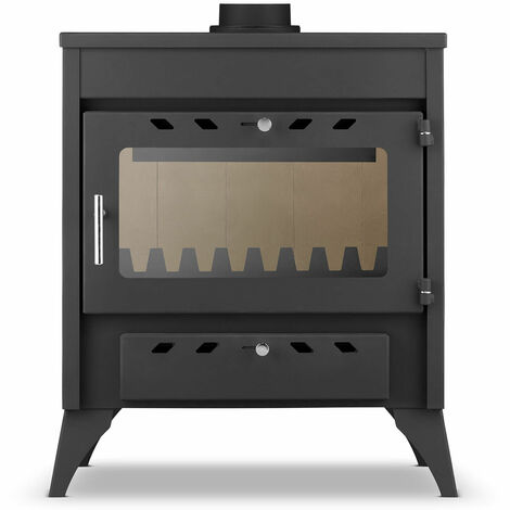 Poêle à bois 13 kW – Chambre de combustion spacieuse – Sortie de fumée haut 130 mm – Compatible bois et briquettes – Zvezda