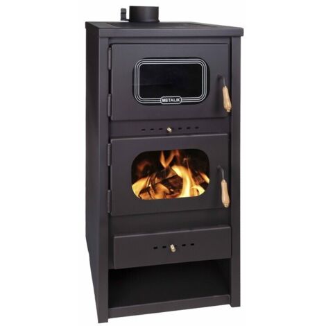 Poêle à bois 15 kW avec four – plaque en fonte – puissance 19 kW – dimensions 500 x 490 x 1030 mm – pour grands espaces – Zvezda